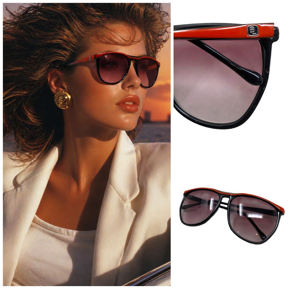 Vintage Bausch & Lomb Style VIII W0204 Euro Aviator Sunglasses Red Black Italy